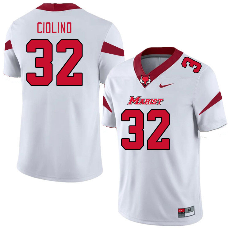 Men-Youth #32 Jake Ciolino Marist Red Foxes 2023 College Football Jerseys Stitched-White